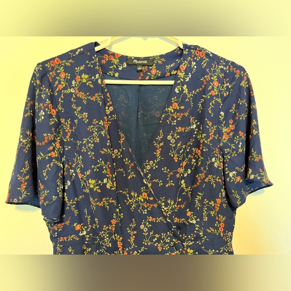MADEWELL Amaranth Wrap Dress in Moonless Floral Women Size 6 - Picture 7 of 9